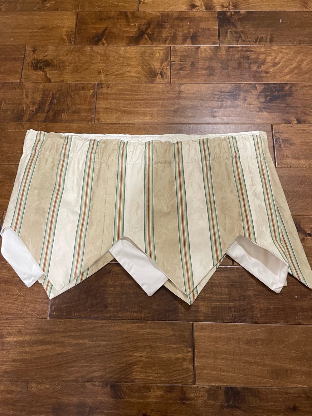 Waverly Valance Curtains Y2K neutral stripes scalloped 156”x18”